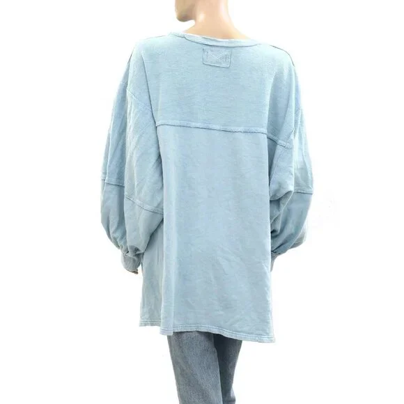 Free People We The Coastal Solid Crew Sweatshirt Top Pullover Cotton S 276495